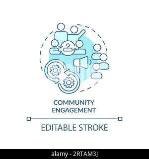 2D customizable thin line icon community engagement concept Stock Vector