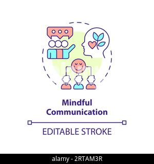 2D customizable thin line icon mindful communication concept Stock Vector