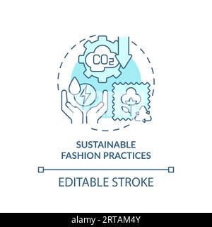 2D customizable icon sustainable fashion practices concept Stock Vector