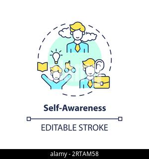 2D customizable thin line icon self awareness concept Stock Vector