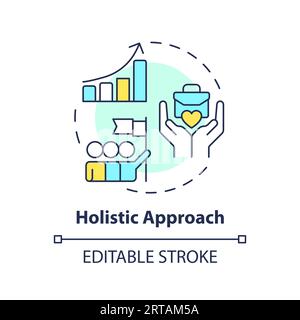 2D customizable thin line icon holistic approach concept Stock Vector