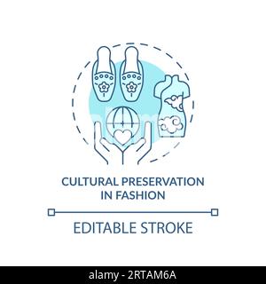 2D thin line icon cultural preservation in fashion concept Stock Vector
