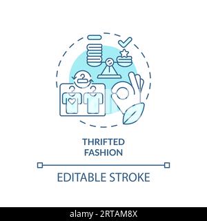 2D customizable thin line icon thrifted fashion concept Stock Vector