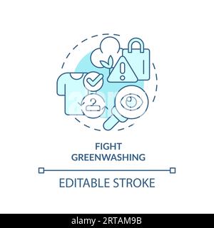 2D customizable thin line icon fight greenwashing concept Stock Vector
