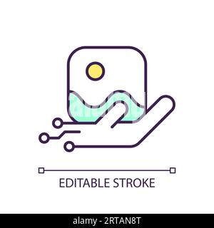 2D thin line colorful image generation icon Stock Vector
