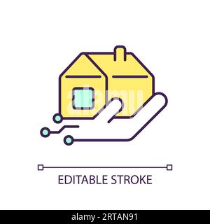 2D thin line colorful real estate icon Stock Vector