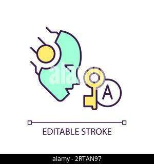 2D thin line colorful predictive keyword analysis icon Stock Vector