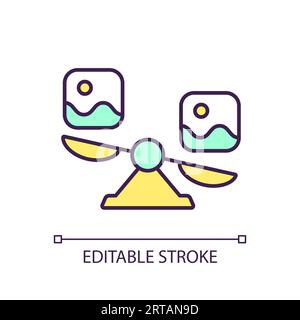2D thin line colorful competitive analysis icon Stock Vector