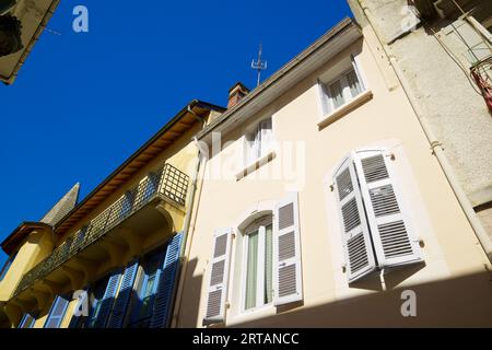 Residential buildings in the city of Lourdes, Pyrenees in France. Stock Photo