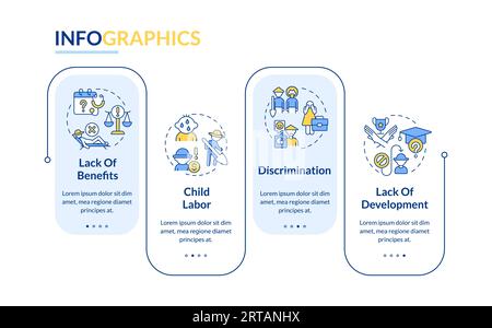Labor problems in agriculture rectangle infographic template Stock Vector