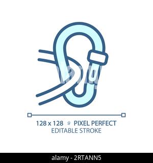 Customizable carabiner simple thin linear blue icon Stock Vector