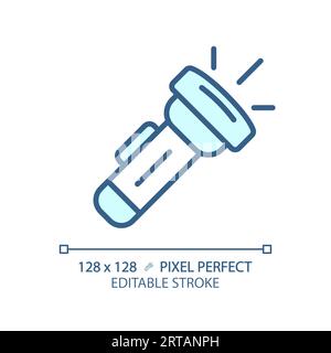 Customizable flashlight simple thin linear blue icon Stock Vector