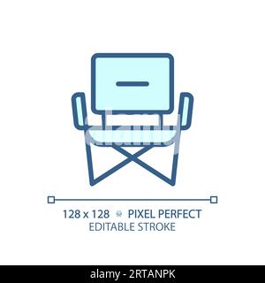 Customizable camping chair simple thin linear blue icon Stock Vector