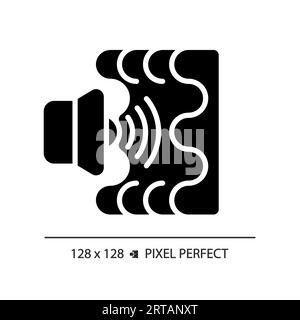 2D sound absorption glyph style solid icon Stock Vector