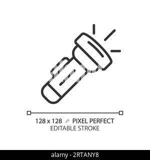Customizable flashlight simple thin linear black icon Stock Vector