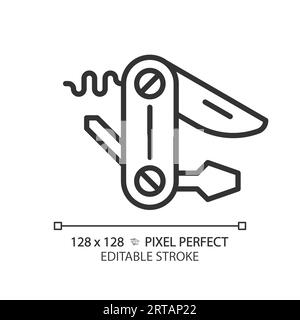 Customizable utility knife simple thin linear black icon Stock Vector