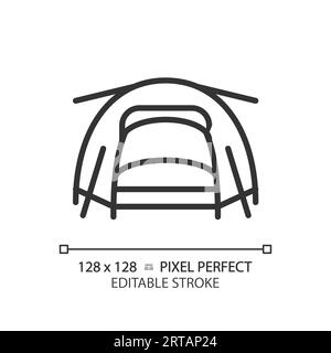 Customizable tent simple thin linear black icon Stock Vector