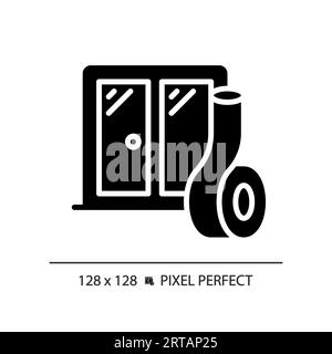 2D soundproof windows glyph style solid icon Stock Vector