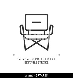 Customizable camping chair simple thin linear black icon Stock Vector