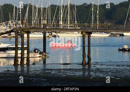 Little pink ferry at Warsash on the river Hamble in Hampshire UK Stock Photo