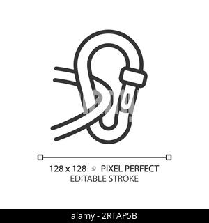 Customizable carabiner simple thin linear black icon Stock Vector