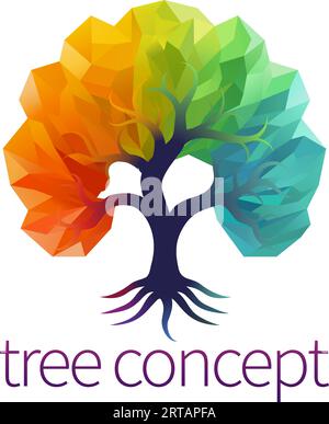 Rainbow Tree Abstract Stylised Concept Design Icon Stock Vector
