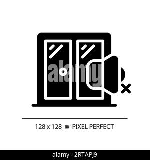 2D soundproof windows glyph style solid icon Stock Vector