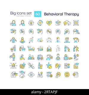 Customizable multicolor big icon set for behavioral therapy Stock Vector