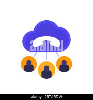 Voip telephony or calls icon, flat vector Stock Vector