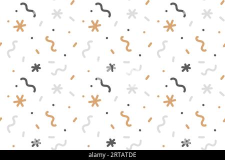 Squiggle christmas line seamless pattern with snowflakes. Creative scribble abstract style New Year background illustration for celebration. Simple xm Stock Vector
