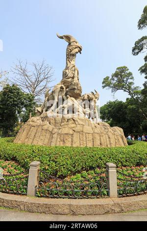 Guangzhou, China - April 5, 2019: Five Rams sculpture in Yuexiu Park ...