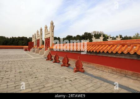 Architectural scenery of Qing Dynasty in Ditan Park, Beijing, China Stock Photo