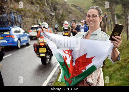 Free pictures The Tour of Britain 2023, stage 8, The race was paused for around 15 minutes on the top of the Bwlch Mountain,  due to an incident near Stock Photo