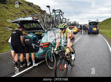 Free pictures The Tour of Britain 2023, stage 8, The race was paused for around 15 minutes on the top of the Bwlch Mountain,  due to an incident near Stock Photo