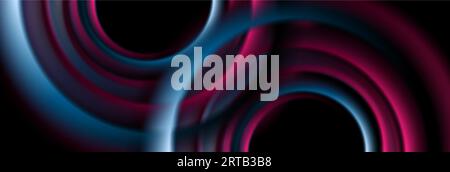Smooth blurred blue and purple circles. Abstract tech futuristic elegant background. Vector banner design Stock Vector