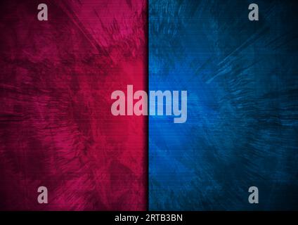 Blue and purple contrast grunge wall textural background. Vector design Stock Vector
