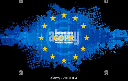 General Data Protection Regulation and binary code grunge background. GDPR abstract tech vector design Stock Vector