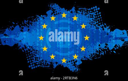 General Data Protection Regulation and binary code grunge background. GDPR abstract tech vector design Stock Vector