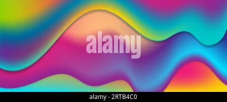 Colorful neon flowing liquid waves abstract modern design. Holographic fluid wavy background. Vector illustration Stock Vector