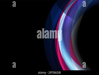 Colorful blue and violet glowing abstract curved waves background. Vector modern arc corporate design Stock Vector