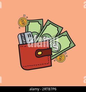 Wallet doodle sketch style. Vector illustration Stock Vector