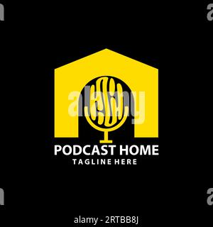 podcast home entertaiment  logo design vector Stock Vector