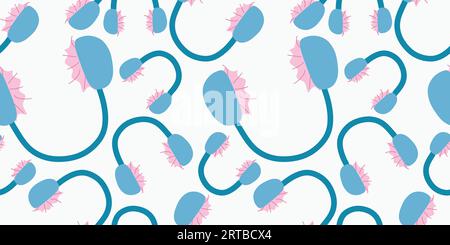 Winter headphones pattern vector seamless blue repeat for any use Stock Vector