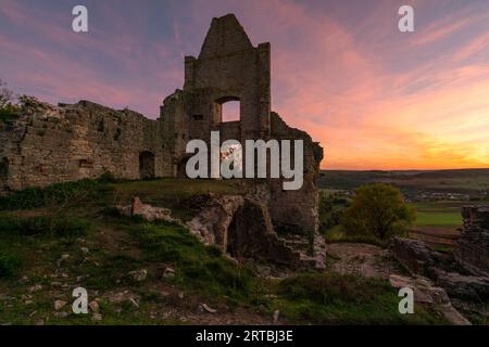 Evening mood at the Homburg castle ruins and the Homburg ruins nature reserve, Lower Franconia, Franconia, Bavaria, Germany Stock Photo