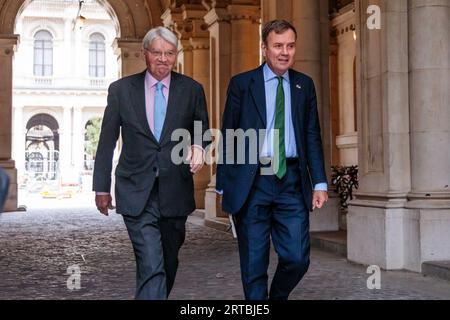 Downing Street, London, UK. 12th September 2023.  Andrew Mitchell MP, Minister of State (Minister for Development) in the Foreign, Commonwealth and Development Office and Greg Hands MP, Conservative Party Chair attend the weekly Cabinet Meeting at 10 Downing Street. Photo by Amanda Rose/Alamy Live News Stock Photo