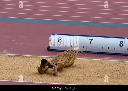 A blind long jumper - London Prepares Series Stock Photo