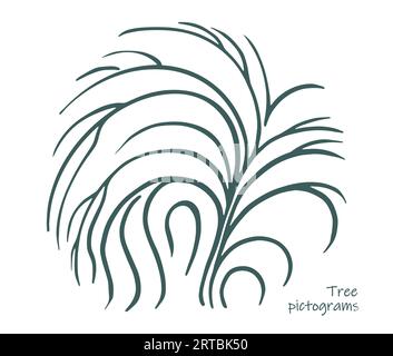 tree pictograms. Hand drawn ink. Sketch of plants. Isolated on white background. Vector illustration. Stock Vector