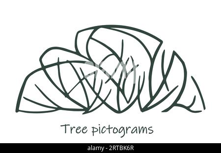 tree pictograms Hand drawn ink. Sketch of plants. Isolated on white background. Vector illustration. Stock Vector