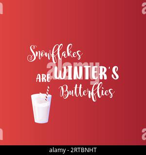 New Year card, inscription, Merry Christmas with mug, drinks, winter . vector illustration Stock Vector