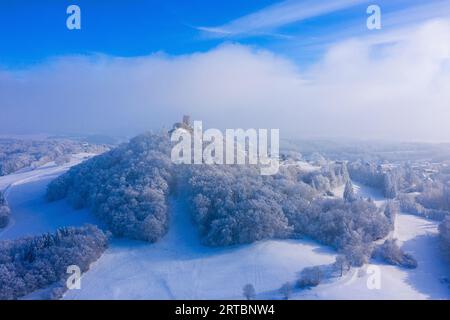 View of the Nurburg above Nurburg, Eifel, Rhineland-Palatinate, Germany Stock Photo